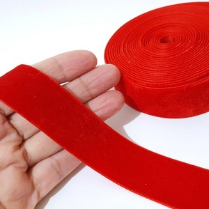 1 inch / 25mm width - 5 yd - 25 yds - 1 Roll  Red Velvet Ribbon Trim Craft Supplies Wrapping W34