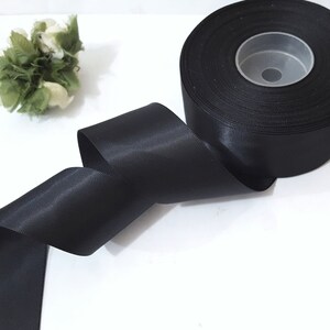 1-1/2 inch / 38mm wide -13 yd or 37yd Black Nylon Satin Ribbon Single Faced for Crafts Supply Card making,Wrapping, Party Decoration S17