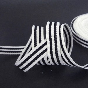 7/16" almost 1/2" 11mm width -  5 yds -20 yds White with Black Stripes Grosgrain Ribbon Polyester Binding Tape Wrap Clothing Sew GR21