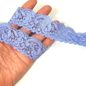 1-1/4 inch / 3cm width - 5 yd - 50 yds Capri Blue Stretch Lace Elastic Lace Craft for Gown Need sew on L706