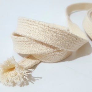 almost 3/4 inch 18mm wide - 5 yd -20 yd Beige Cotton Flat Tape Braid Hollow Flat Cord Tubular Tape Tube Tape without center string  CC13