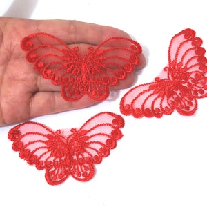 5 pcs - 100 pcs Small Red Butterfly Lace Patch Motif Appliques  Crafts Supply Sew on - Front Panel or Back Panel A15