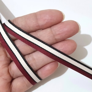 3/8 zoll / 1 cm Breite - 5 yds -50 yds Schwarz / Off white / Burgunderrot Streifen Polyester Band Twill Handwerk Versorgung Nähen TR2