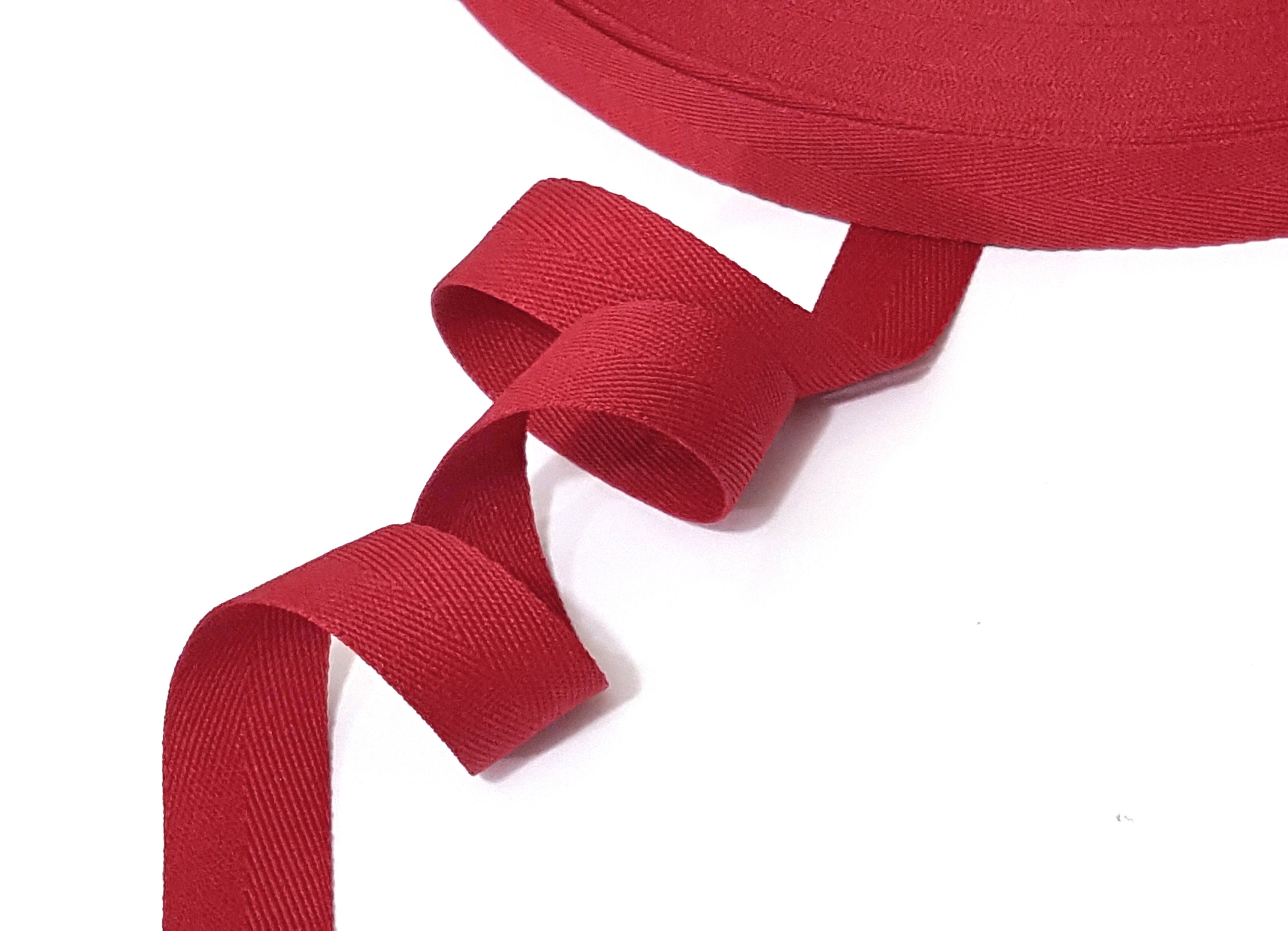 Tape String Red 3/4 Inch / 20mm Wide - 5 Yds - 10 Yds Dark Red Twill Ribbon Polyester ...