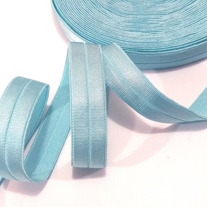 1/2 Zoll / 13mm Breite - 5 yds - 20 yds Ozeanblau Satin Foldover Bund Gummiband Stirnband Kleidung Need Sew On EB1