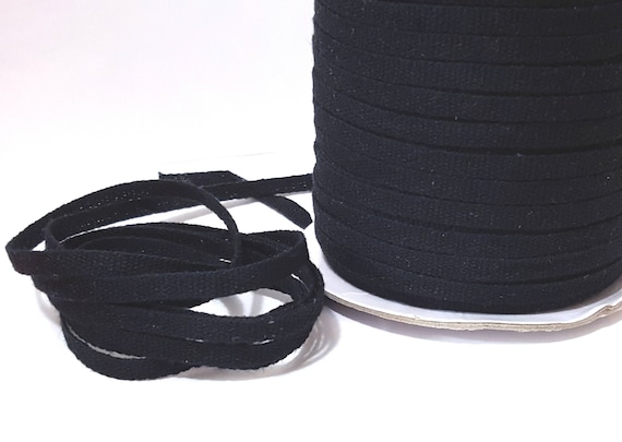 3/16" 5mm width - 5yds -200 yds Black Cotton Tape Twill Tape Flat Cord best for Hanger Loop, Shoulder Loop Clothing Sewing TR4