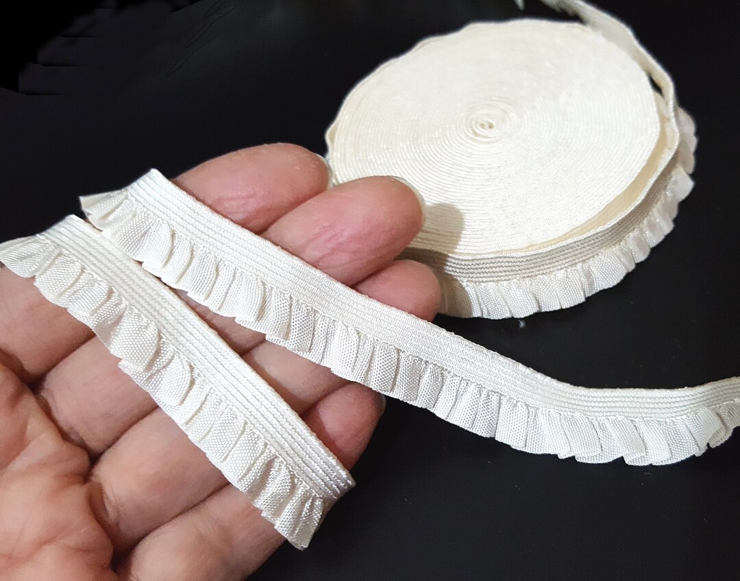 1/2 Inch / 13mm Wide 5yds 20 Yds Ivory Ruffles Single Edge Elastic Band ...