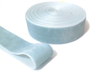 1-1/2 inch / 38mm wide -   5 yds - 25 yds Soft Hand feel Grayish Blue Dusty Blue Velvet Ribbon Craft Supplies Wrap W21 -078