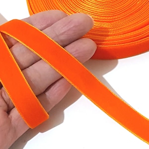 1/2 inch / 13mm or 3/4 inch / 20mm width - 5 yds - 25 yds Vivid Orange Velvet Ribbon Trim Craft Wrap W48