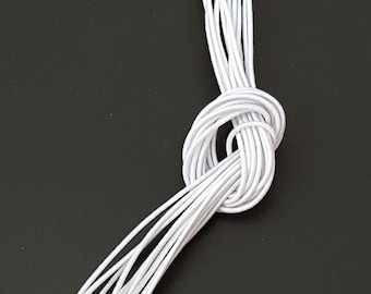2mm or 1.5mm width - 5 yds -  10 yd White Elastic Thread Round Elastic Cord Rope Sew on ET5