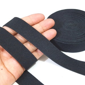 3/4 inch / 20 mm width - 5-20 yds Thick & Strong Black Waistband Elastic Band Trim, thickness  Need Sew On EB63