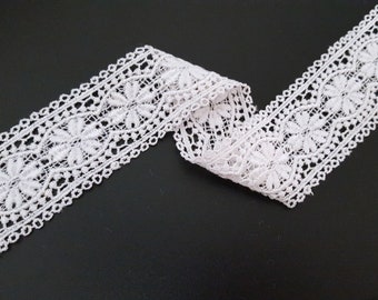 1-1/2 inch / 38mm width  - 2yd - 10 yds  White  Flower  Cotton Blend Crochet Lace Venice Lace Need Sew On L791