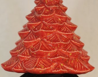 Red/Orange 9" tall non-traditional Christmas tree