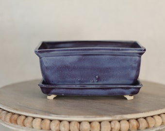 Nightshade  #384 Small Handmade Bonsai Pot. W/matching tray Wired With Screens.