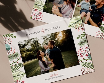Christmas Card Photoshop Template, Holiday Card, Family Card Template, Christmas Photo Card - Joy All Around CD041