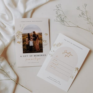 Plantillas de Photoshop y Canva para certificados de regalo de fotógrafos, plantillas de Photoshop para tarjetas de regalo de Canva para fotografía, vales de tarjetas de regalo - GC073