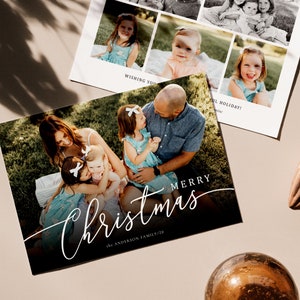 Christmas Card Photoshop Template, Holiday Card Canva Template, Christmas Family Card, Christmas Photo Card  - Modern Handwriting CD242