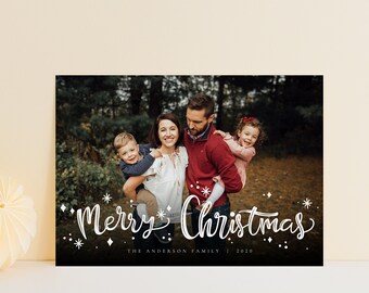 Christmas Card Photoshop Template, Holiday Card Template, Christmas Family Card, Christmas Photo Card  -  CD265