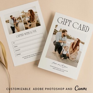 Photography Gift Certificates Canva Template ,Photo Session Gift Card Photoshop Template, Canva Family Gift Voucher for photography session