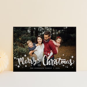 Christmas Card Photoshop Template, Holiday Card Template, Christmas Family Card, Christmas Photo Card CD265 image 1