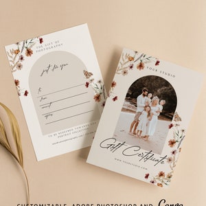 Photographer Gift Certificates Canva and Photoshop Template ,Photography Canva Gift Card, Gift Card Photoshop Templates - GC087