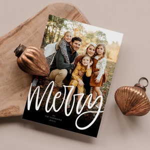 Christmas Card Photoshop Template, Holiday Card Canva Template, Christmas Family Card, Christmas Photo Card  - Modern Type CD188