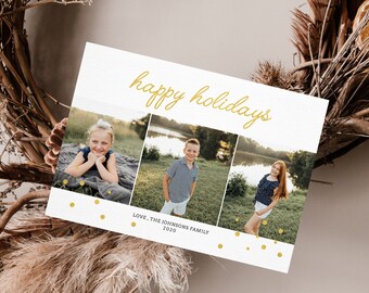 Christmas Card Photoshop Template, Holiday Card Template, Christmas Family Card, Christmas Photo Card - CD061