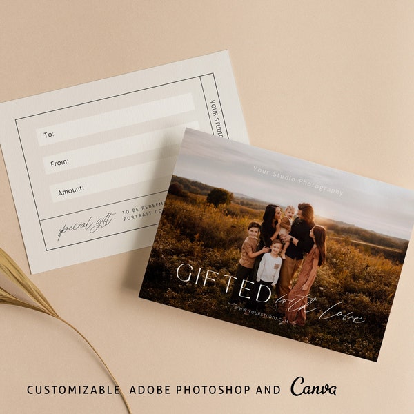 Photographer Gift Certificates Canva and Photoshop Template ,Photography Canva Gift Card, Gift Voucher Photoshop Templates - GC078