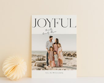 Printable Joyful Holiday Card Canva Template, Happy Holiday Card Template, Photo Holiday Card, Christmas card Template, Photoshop Photo card