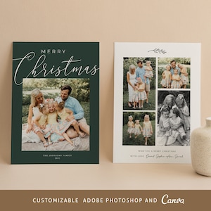 Editable Christmas Canva & Photoshop Card Template, Christmas Editable Card, Christmas Printable Card, Christmas Editable Photo Card - CD362