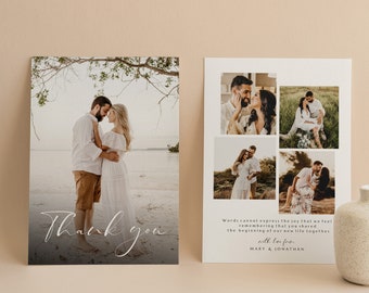 Wedding Thank you Card Photoshop and Canva Template, Wedding Photography - Photoshop Templates - Wedding Thank you Card TK041