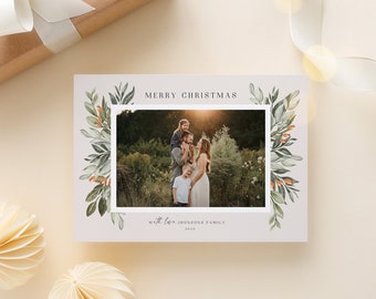 Christmas Card Photoshop Template, Holiday Card Canva Template, Christmas Family Card,Christmas Photo Card, Watercolor Holiday Card Template