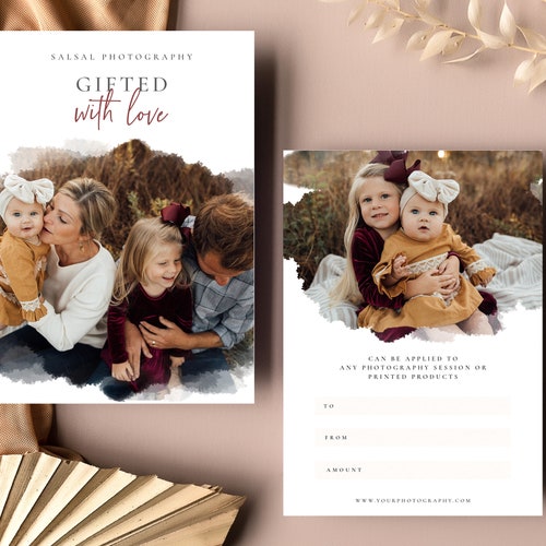 Photographer Gift Certificate Template Photography Gift Card Etsy