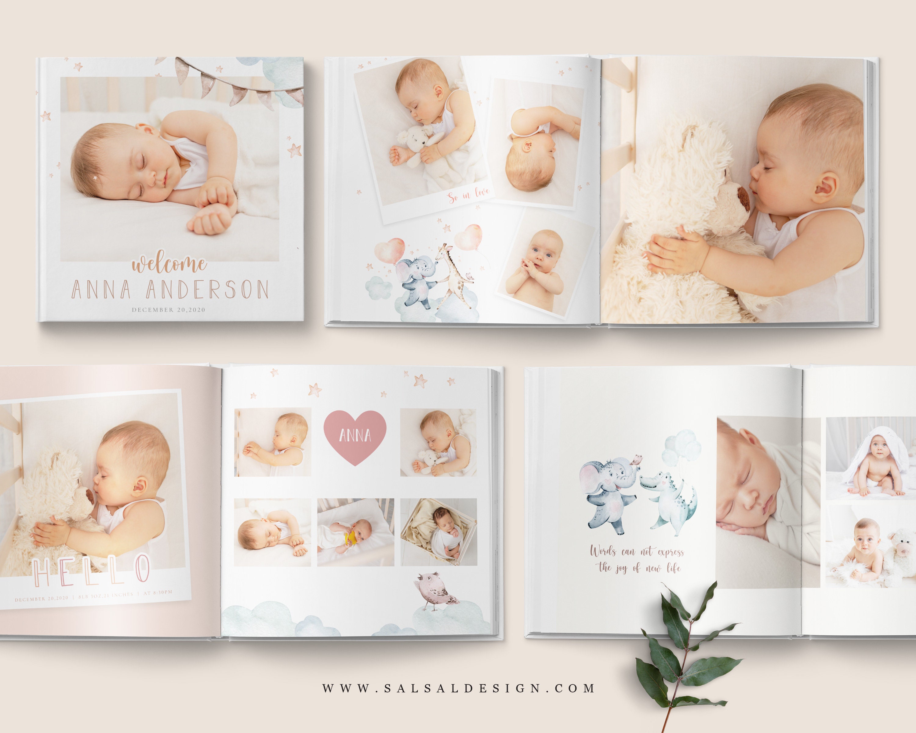 Baby Photo Book Cover Template for Photographers, Baby Album Templates, Baby  Photo Book Cover Template, Newborn Templates BC102 