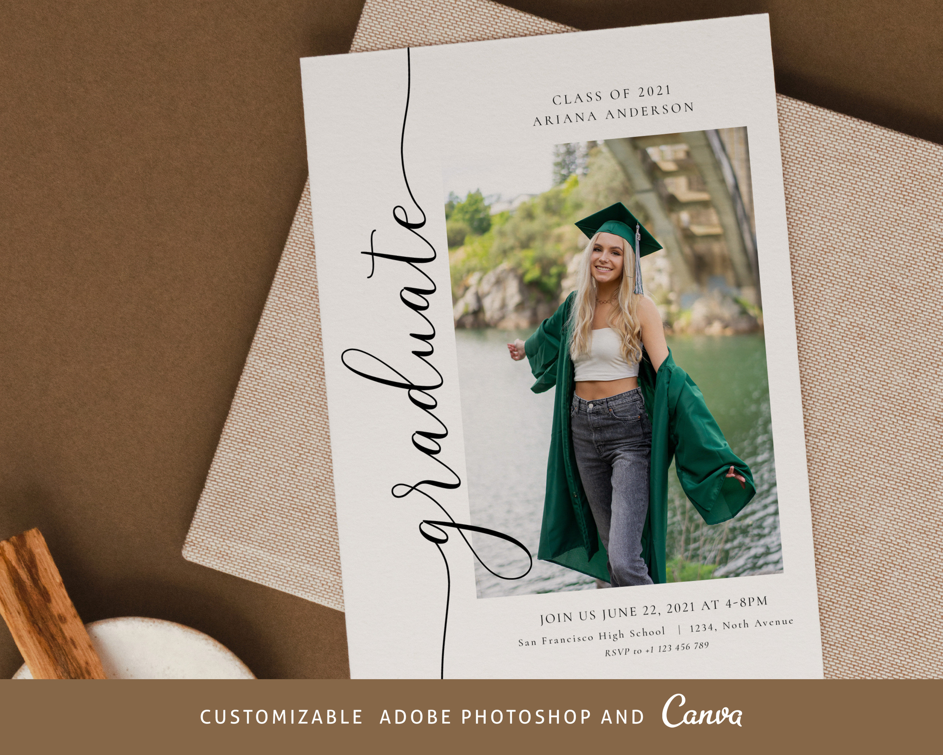 Graduation Announcement Card Canva and Template Etsy
