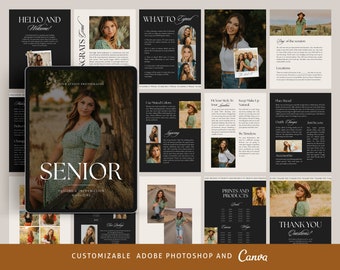 Senior style Guide magazine CANVA Template, Photography CANVA template, Graduation Photography Welcome Guide Template, Photoshop price list