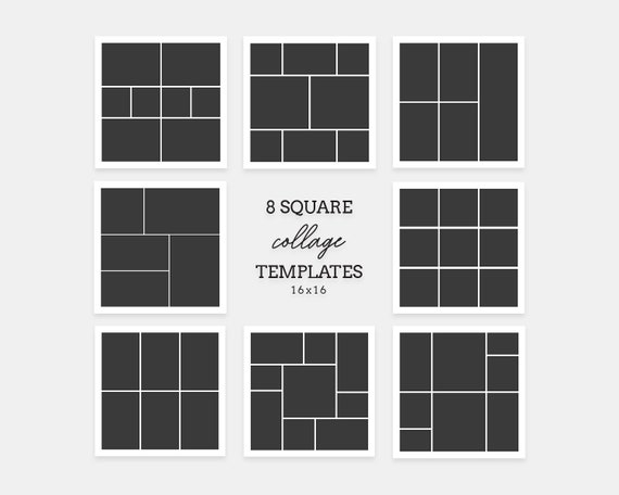 Ongebruikt Collage Template Photoshop Square collages bundle 8x Blog | Etsy OT-19