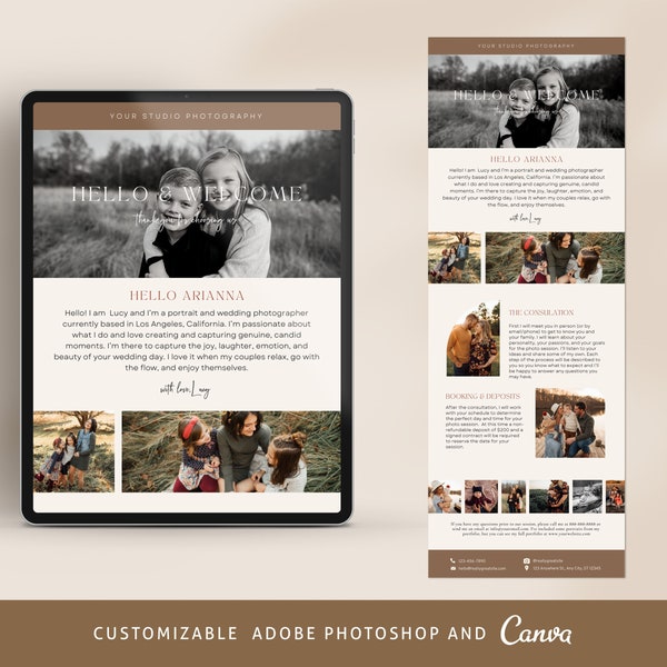 Family Photography Email Canva & Photoshop Template, Email Newsletter Template, Email Marketing, Photoshop Template - EM022