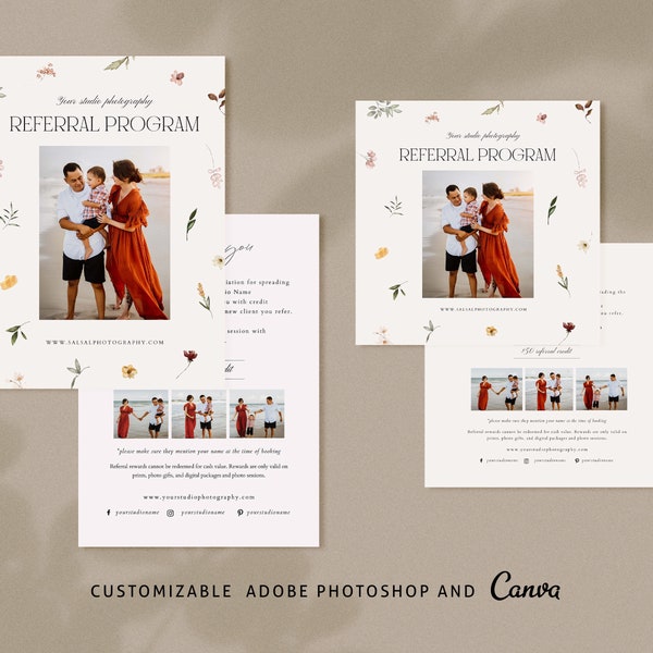 Photographer Referral Card Template, Refer a Friend Card Canva Template,Photography Referral Program,Photography Template,Photoshop Template