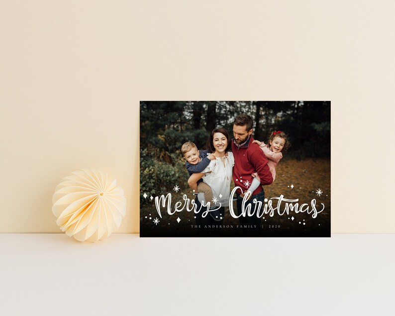 Christmas Card Photoshop Template, Holiday Card Template, Christmas Family Card, Christmas Photo Card CD265 image 1