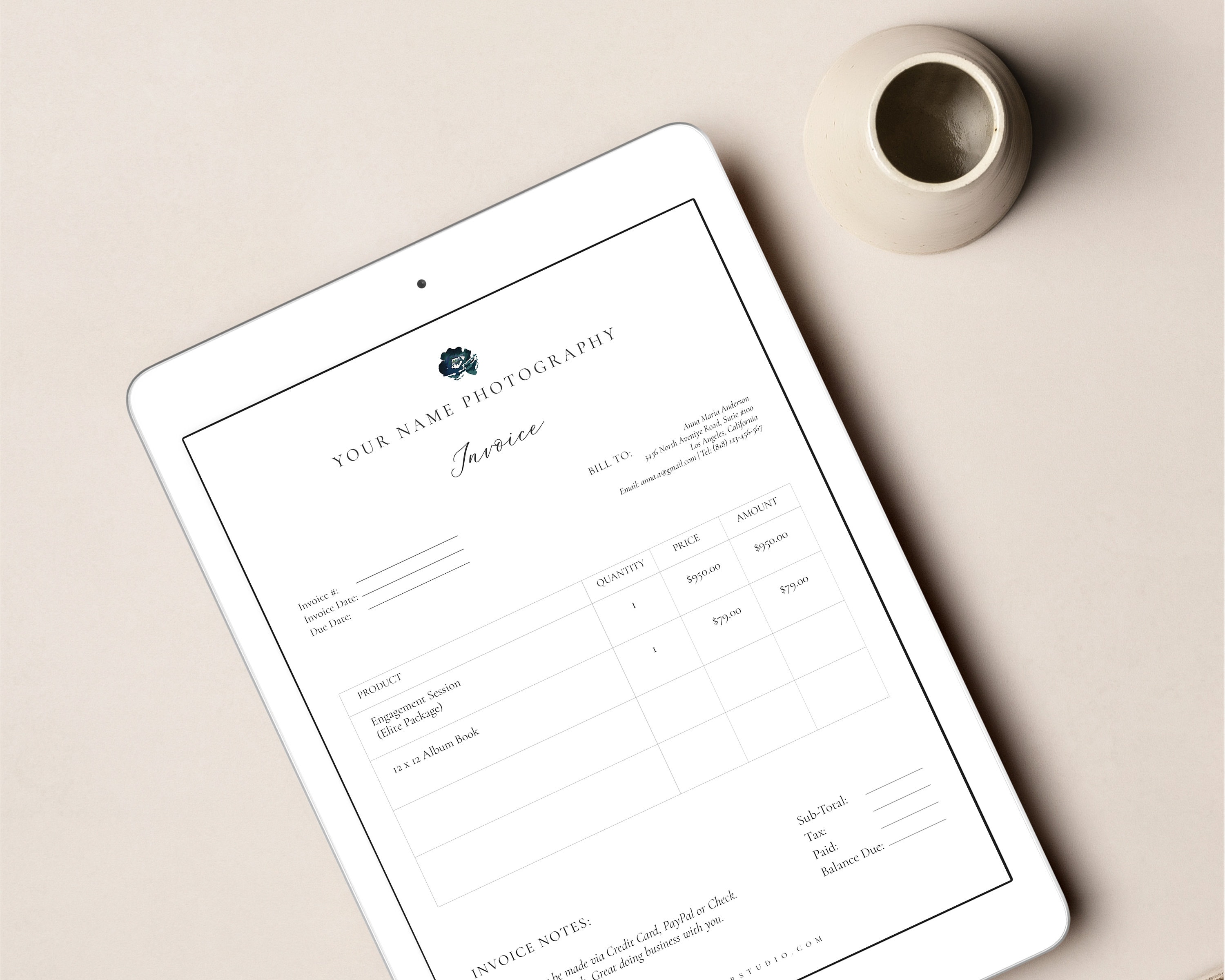 Invoice Template Wedding Invoice Design Receipt Template - Etsy