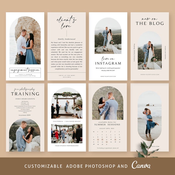 Wedding Instagram Story Template, Photoshop and Canva Instagram Template, Canva Instagram Template, Wedding Story Photoshop Template - IG043