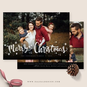 Christmas Card Photoshop Template, Holiday Card Template, Christmas Family Card, Christmas Photo Card CD265 image 7