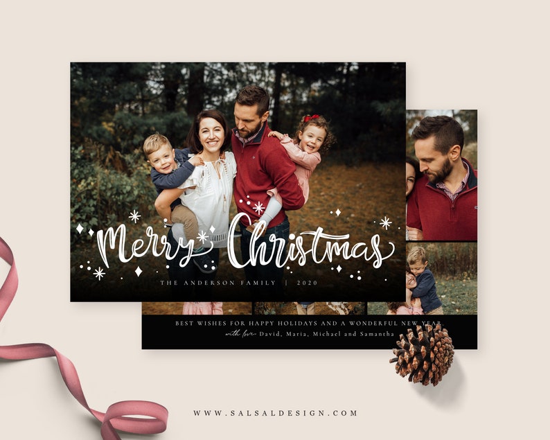 Christmas Card Photoshop Template, Holiday Card Template, Christmas Family Card, Christmas Photo Card CD265 image 7