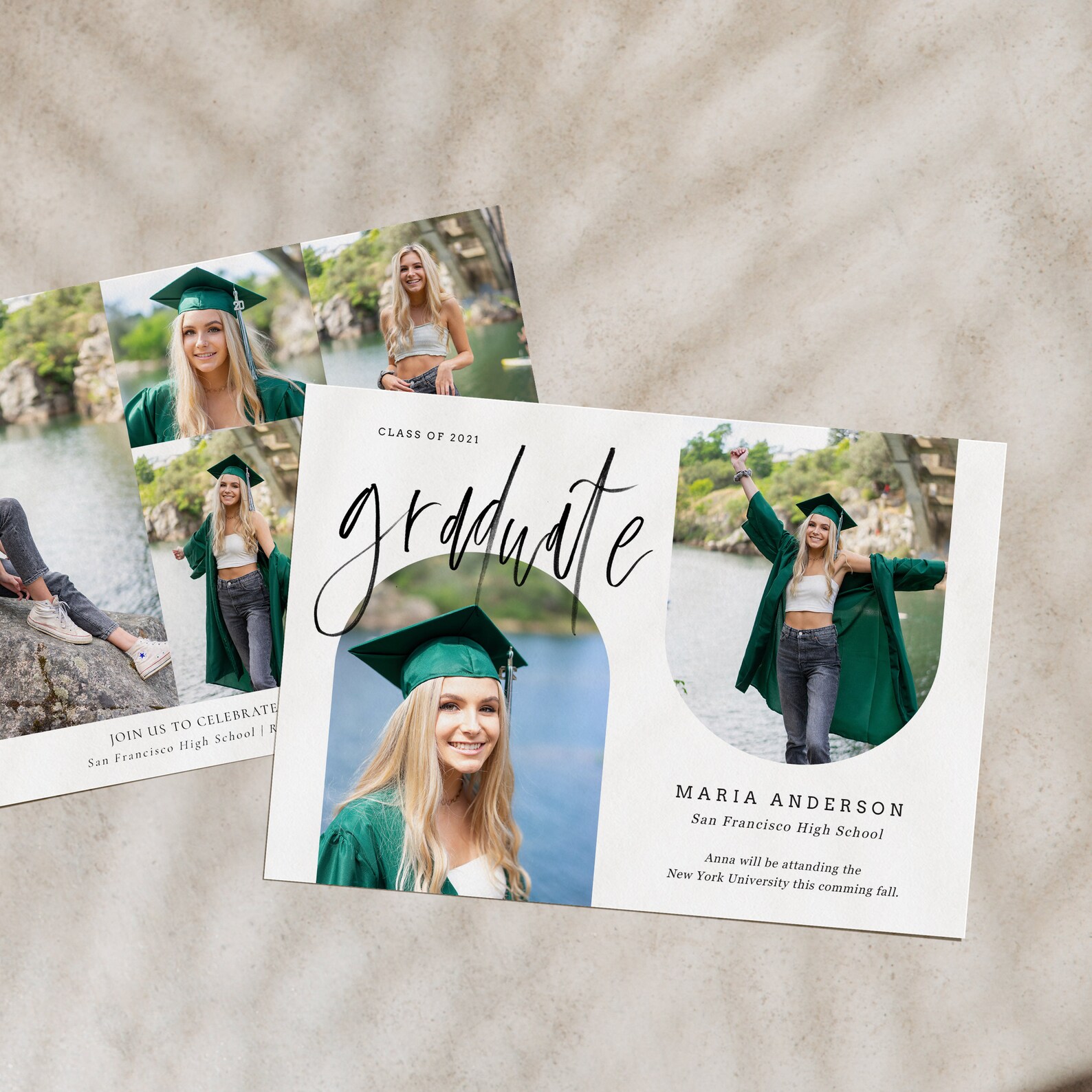 Graduation Announcement Card Canva And Photoshop Template Etsy