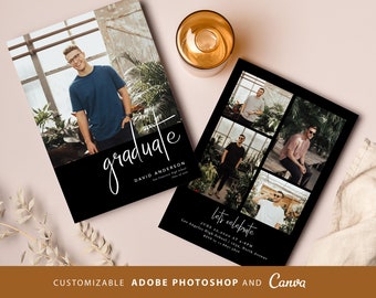 Graduation Announcement card CANVA PHOTOSHOP Template, Boys Graduation invitation CANVA,Guy Senior invitation Card,Graduation Party Template