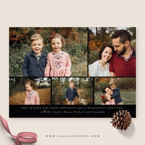 Christmas Card Photoshop Template, Holiday Card Template, Christmas Family Card, Christmas Photo Card CD265 image 5