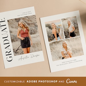 Graduation Announcement card CANVA PHOTOSHOP Template, Graduation invitation CANVA Template,Senior invitation Card,Graduation Party Template