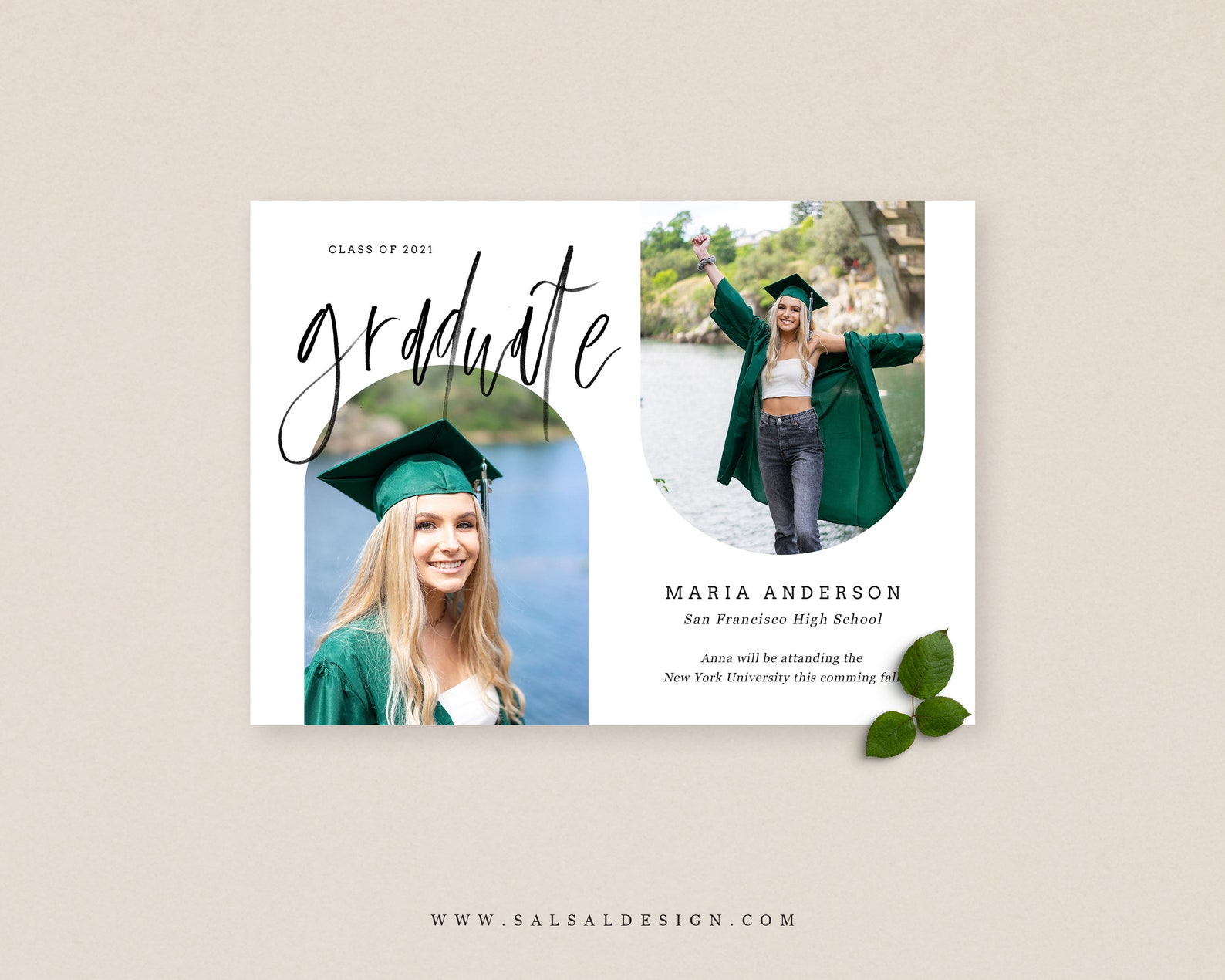 Graduation Announcement Card Canva and Template Etsy