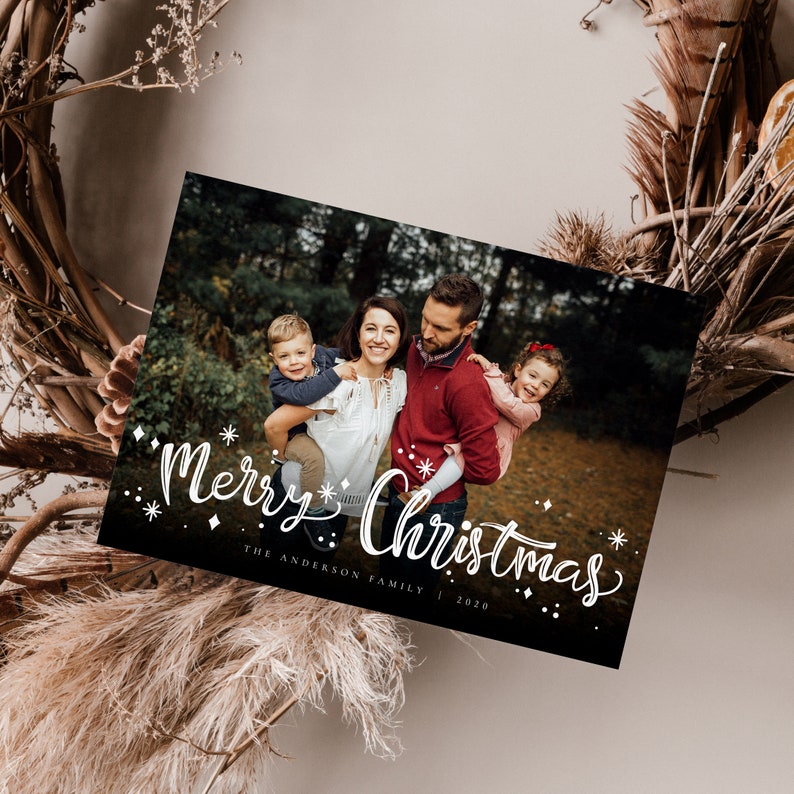 Christmas Card Photoshop Template, Holiday Card Template, Christmas Family Card, Christmas Photo Card CD265 image 4